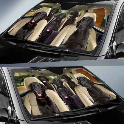 Flat Coated Retriever Car All Over Printed 3D Sun Shade