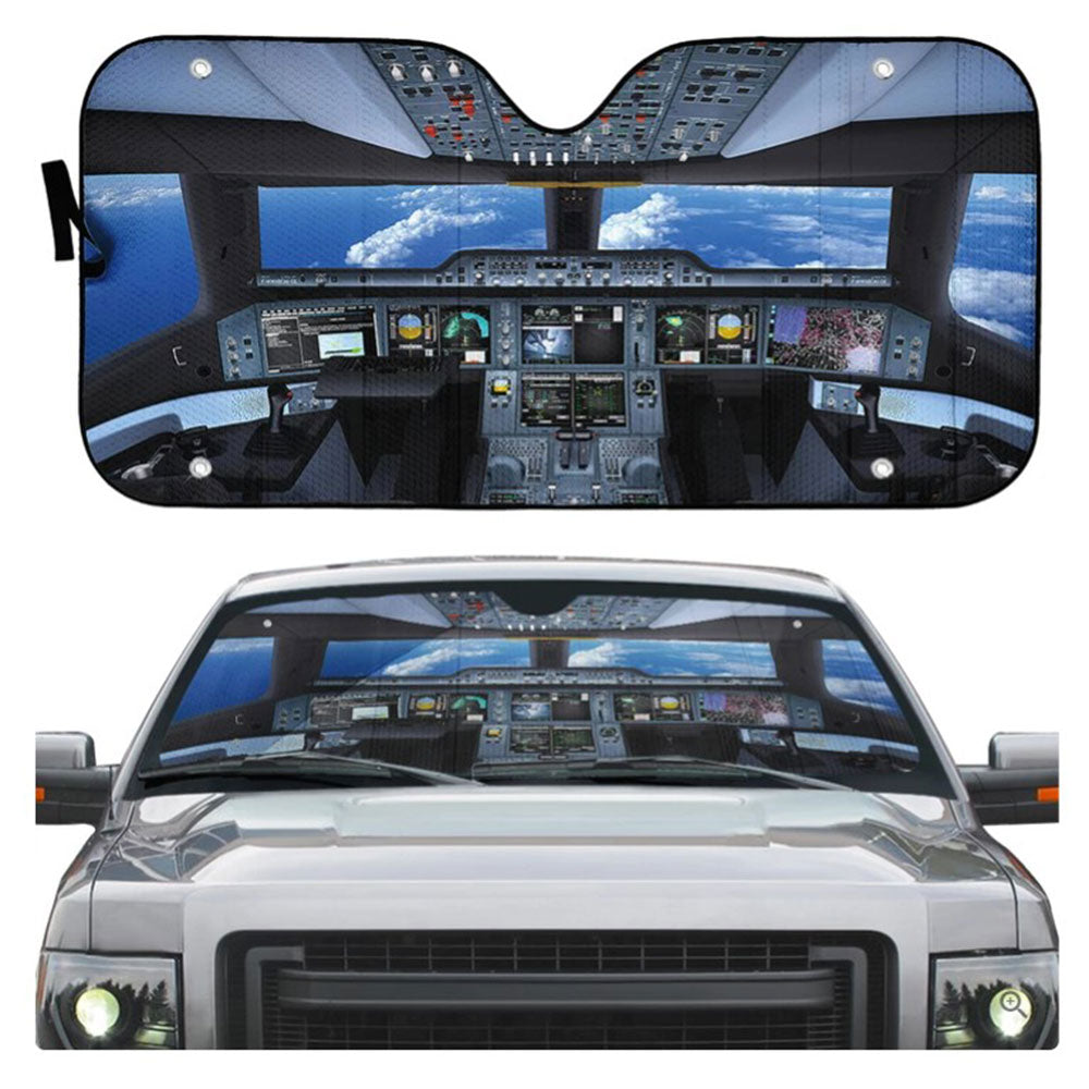 Flight Deck Airplane Cockpit Custom Car Auto Sun Shades Windshield Accessories Decor Gift