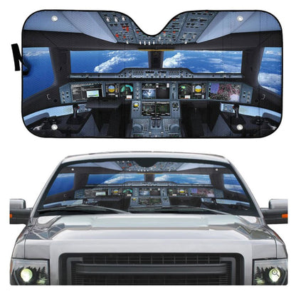 Flight Deck Airplane Cockpit Custom Car Auto Sun Shades Windshield Accessories Decor Gift
