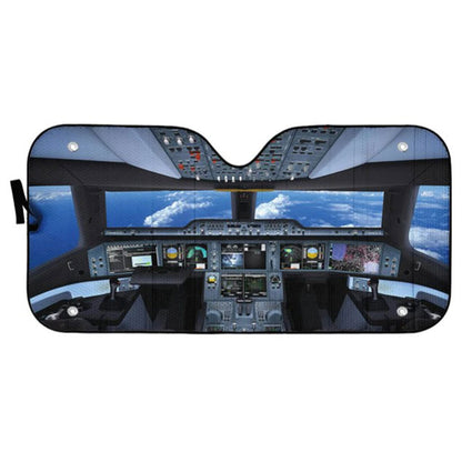 Flight Deck Airplane Cockpit Custom Car Auto Sun Shades Windshield Accessories Decor Gift
