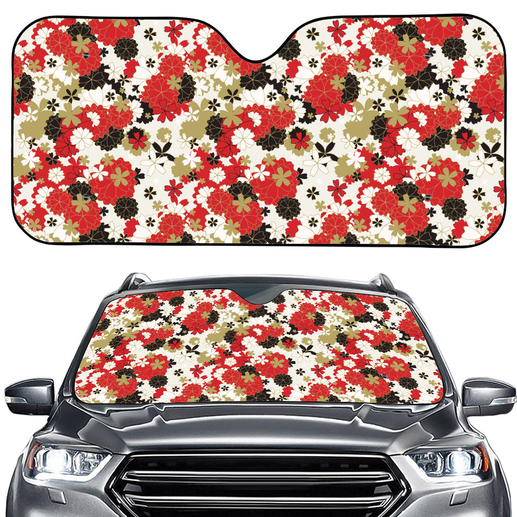 Floral Kimono Pattern Print Car Windshield Sun Shade