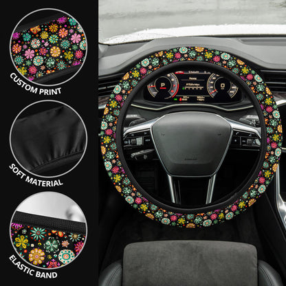 Flower Abstract Color Premium Car Steering Wheel Cover