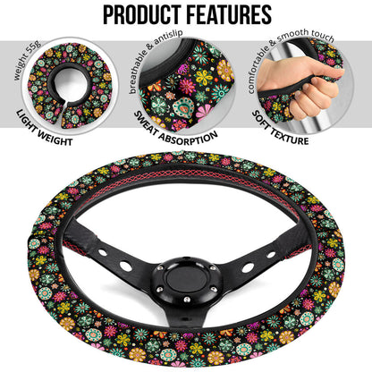 Flower Abstract Color Premium Car Steering Wheel Cover