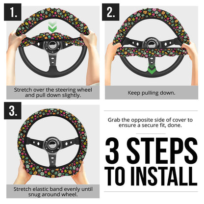 Flower Abstract Color Premium Car Steering Wheel Cover
