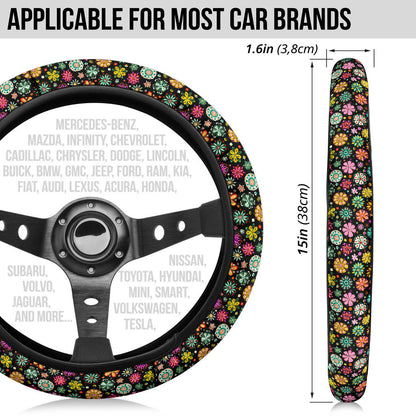 Flower Abstract Color Premium Car Steering Wheel Cover