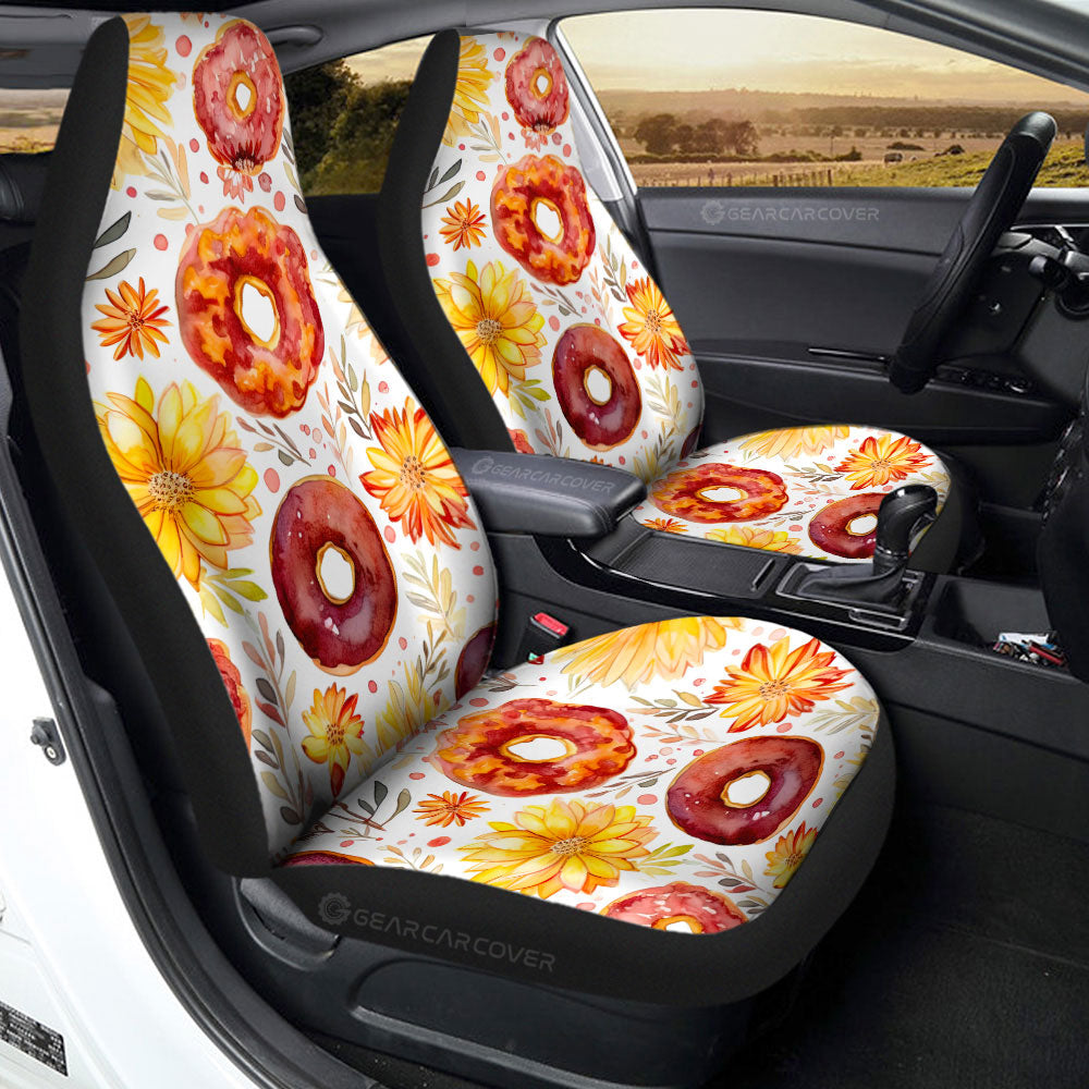Flower Donuts Car Seat Covers Custom Girly Pattern Car Accessories