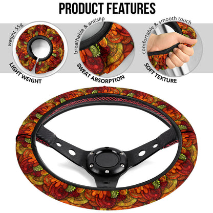 Flower Floral Retro Premium Car Steering Wheel Cover