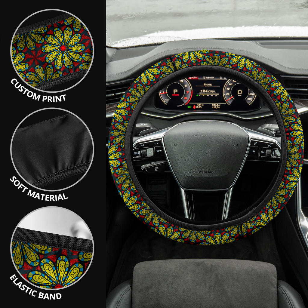 Flower Glass Premium Car Steering Wheel Cover