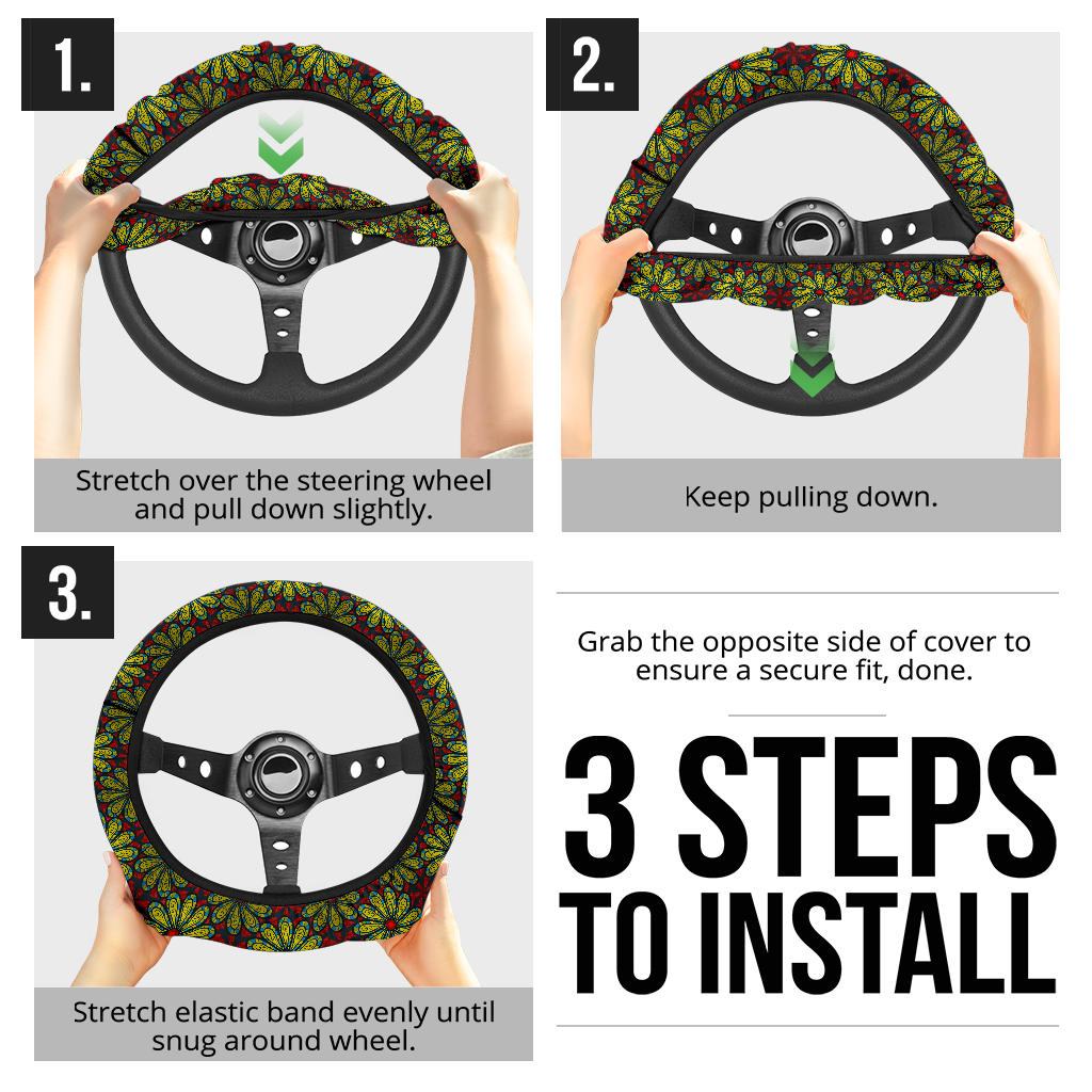 Flower Glass Premium Car Steering Wheel Cover