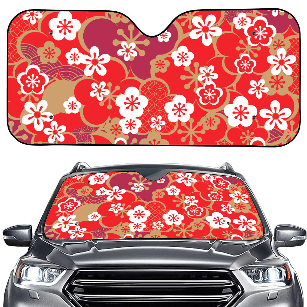 Flower Kimono Pattern Print Car Windshield Sun Shade