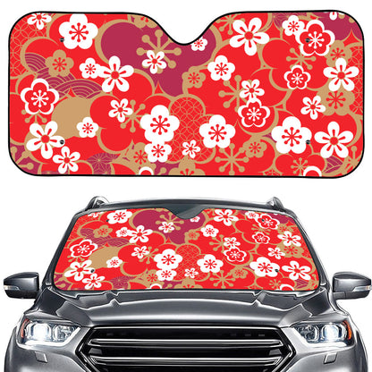 Flower Kimono Pattern Print Car Windshield Sun Shade