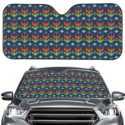 Flower Knitted Pattern Print Car Windshield Sun Shade
