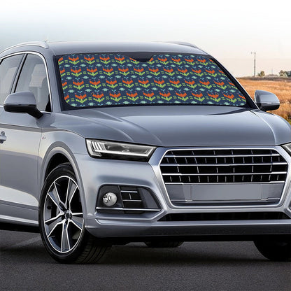 Flower Knitted Pattern Print Car Windshield Sun Shade