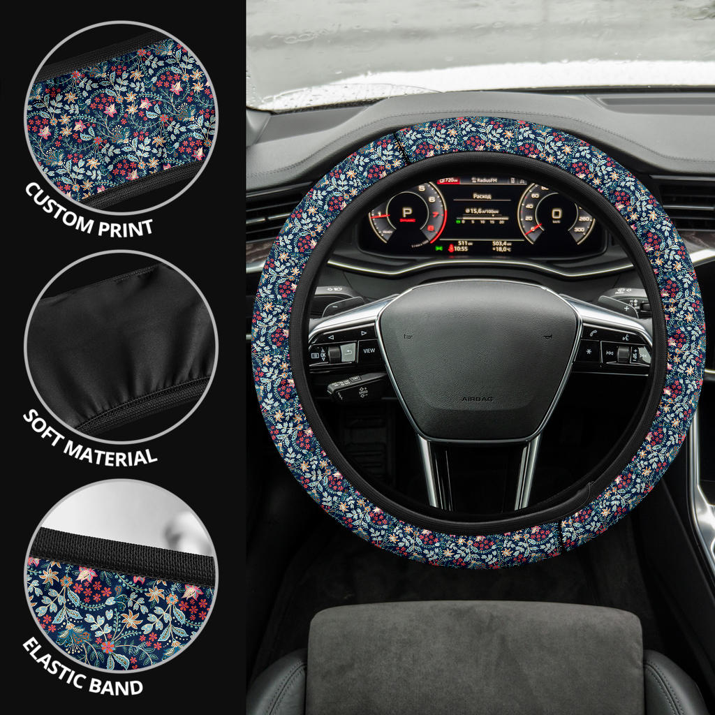 Flower Retro Premium Car Steering Wheel Cover