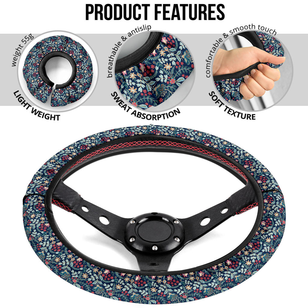 Flower Retro Premium Car Steering Wheel Cover