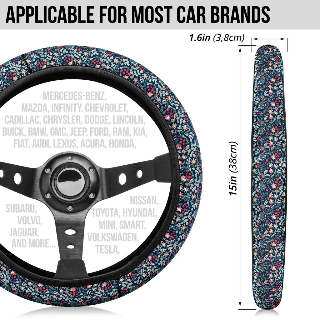Flower Retro Premium Car Steering Wheel Cover