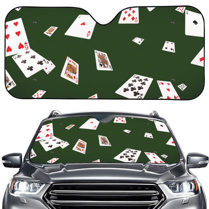 Flying Poker Cards Print Car Windshield Sun Shade