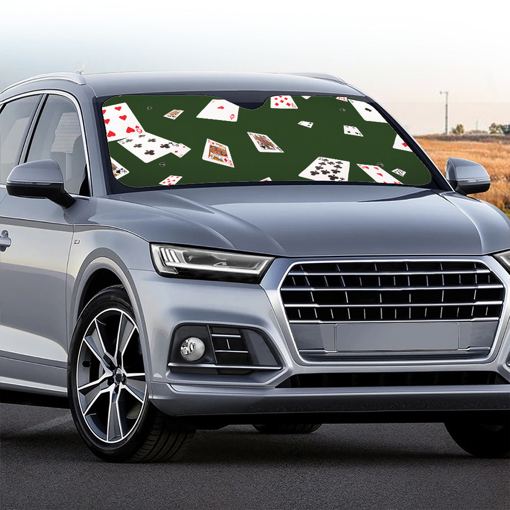 Flying Poker Cards Print Car Windshield Sun Shade