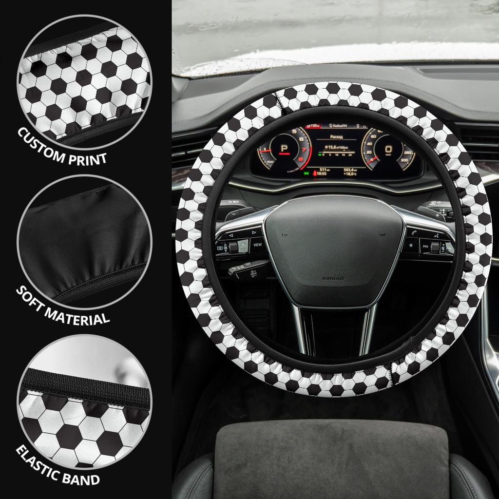 Football Soccer Ball Premium Car Steering Wheel Cover