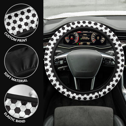 Football Soccer Ball Premium Car Steering Wheel Cover