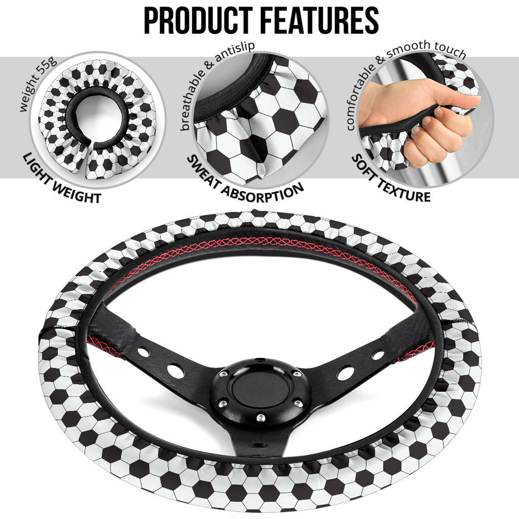 Football Soccer Ball Premium Car Steering Wheel Cover