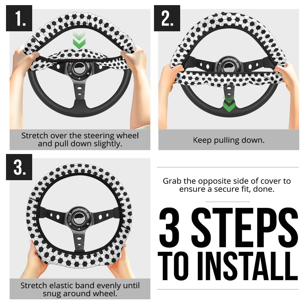 Football Soccer Ball Premium Car Steering Wheel Cover