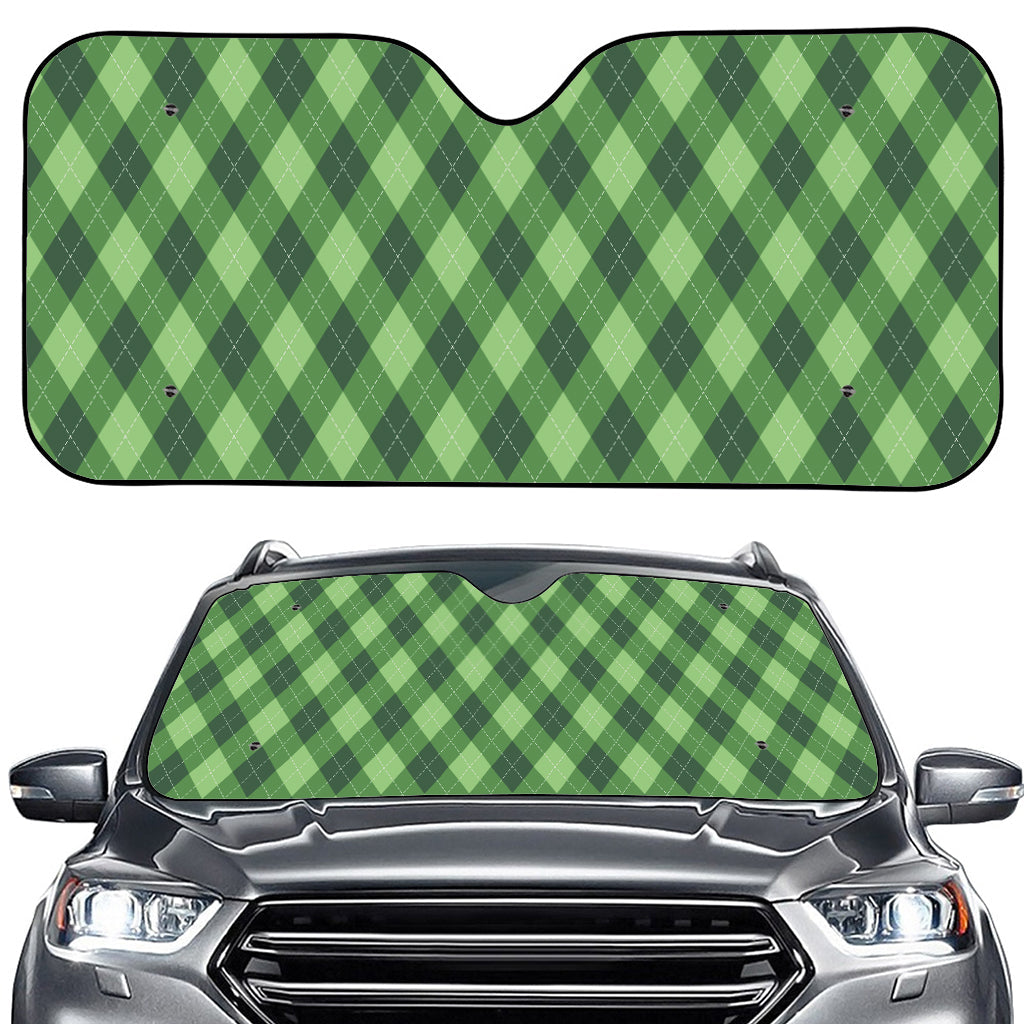 Forest Green Argyle Pattern Print Car Windshield Sun Shade