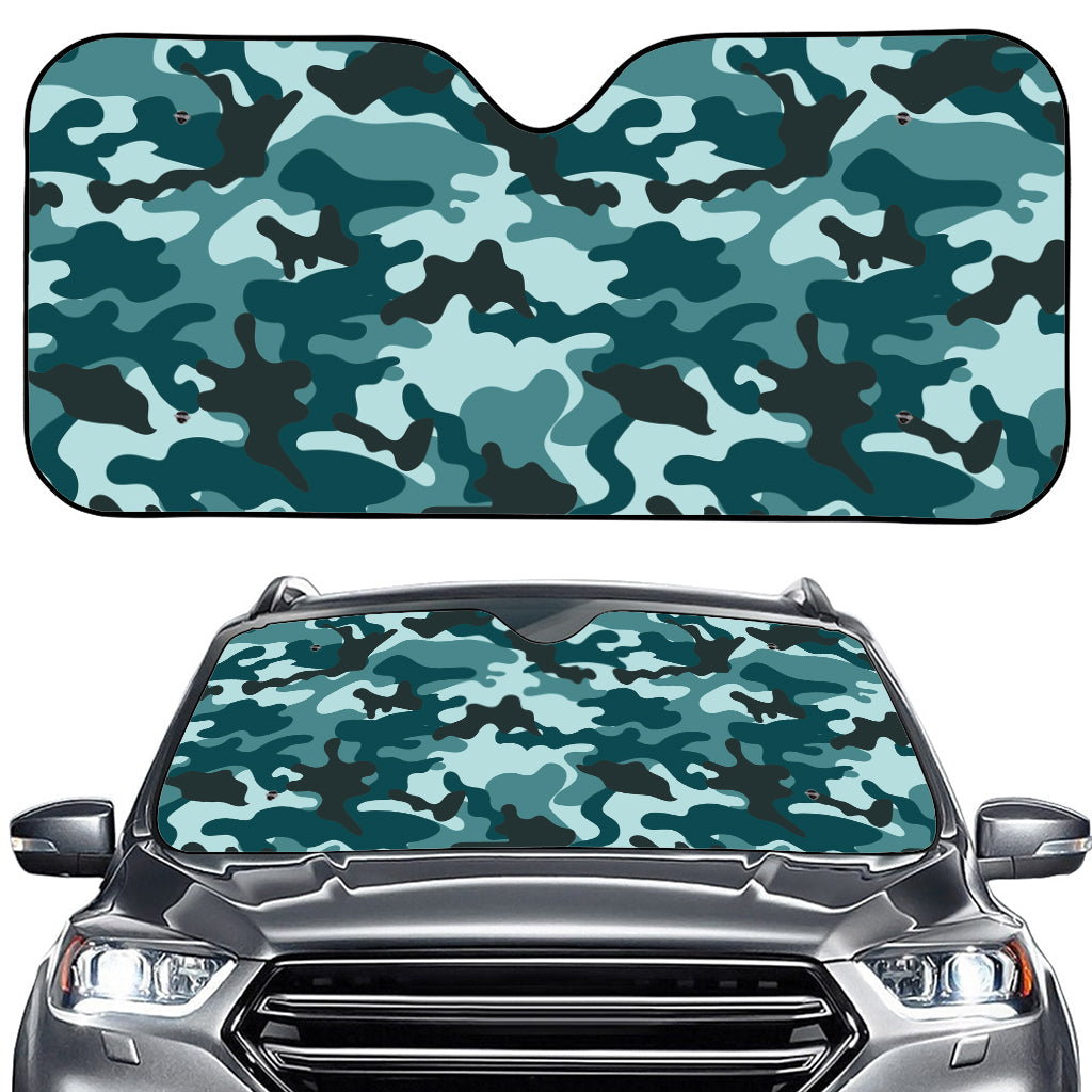 Forest Green Camouflage Print Car Windshield Sun Shade