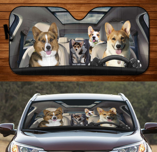 Four Corgies Family Car Windshield Auto Sun Shade Windshield Accessories Decor Gift
