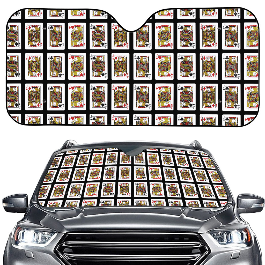Four Jacks Playing Cards Pattern Print Car Windshield Sun Shade