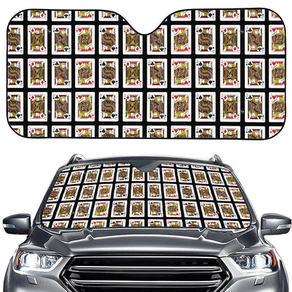 Four Jacks Playing Cards Pattern Print Car Windshield Sun Shade
