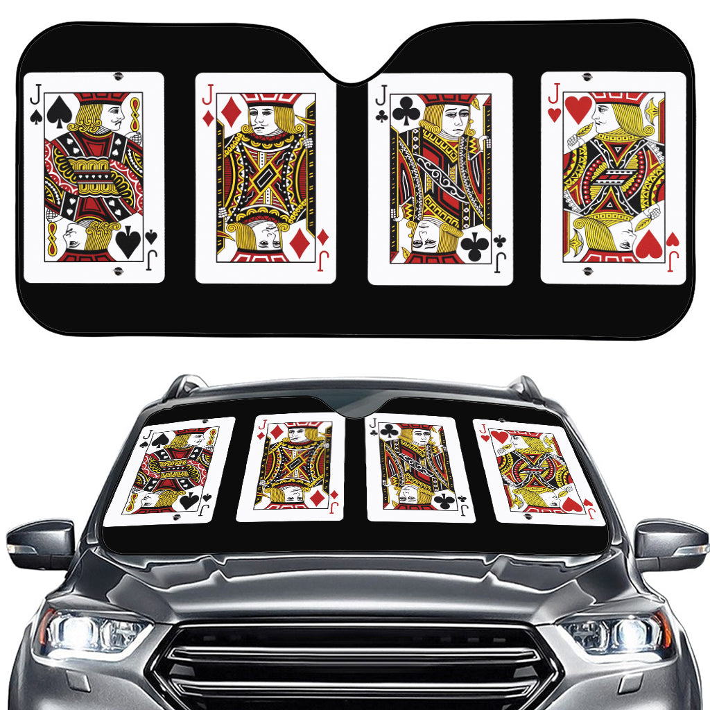 Four Jacks Playing Cards Print Car Windshield Sun Shade