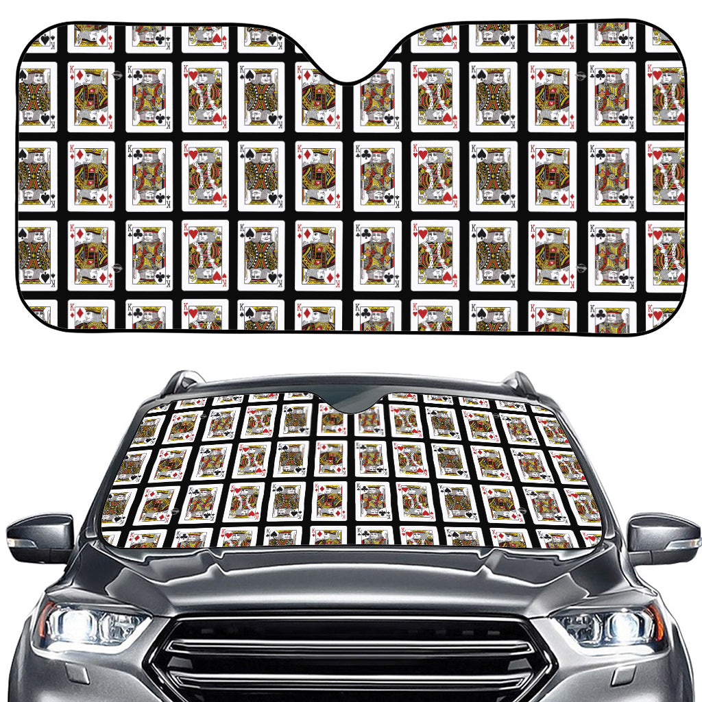 Four Kings Playing Cards Pattern Print Car Windshield Sun Shade