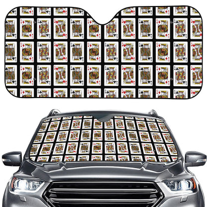Four Kings Playing Cards Pattern Print Car Windshield Sun Shade
