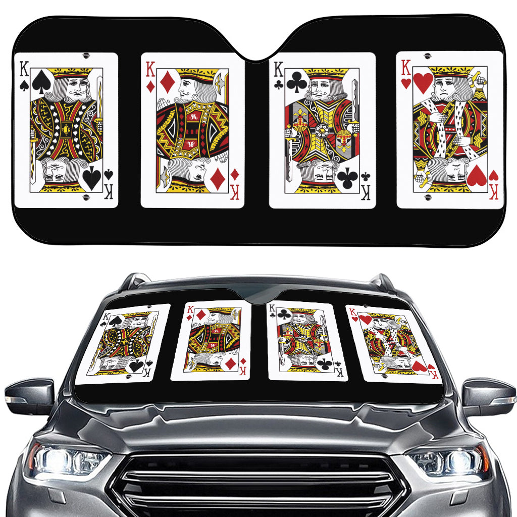 Four Kings Playing Cards Print Car Windshield Sun Shade