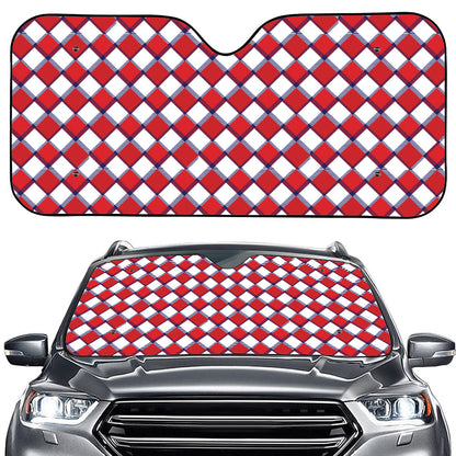 Fourth of July American Plaid Print Car Windshield Sun Shade