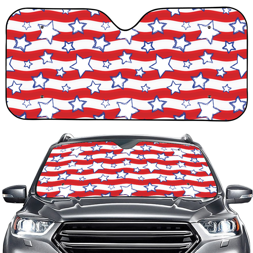 Fourth of July USA Star Pattern Print Car Windshield Sun Shade