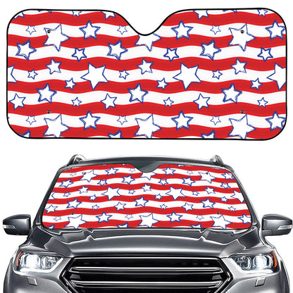 Fourth of July USA Star Pattern Print Car Windshield Sun Shade
