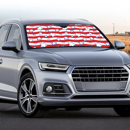 Fourth of July USA Star Pattern Print Car Windshield Sun Shade