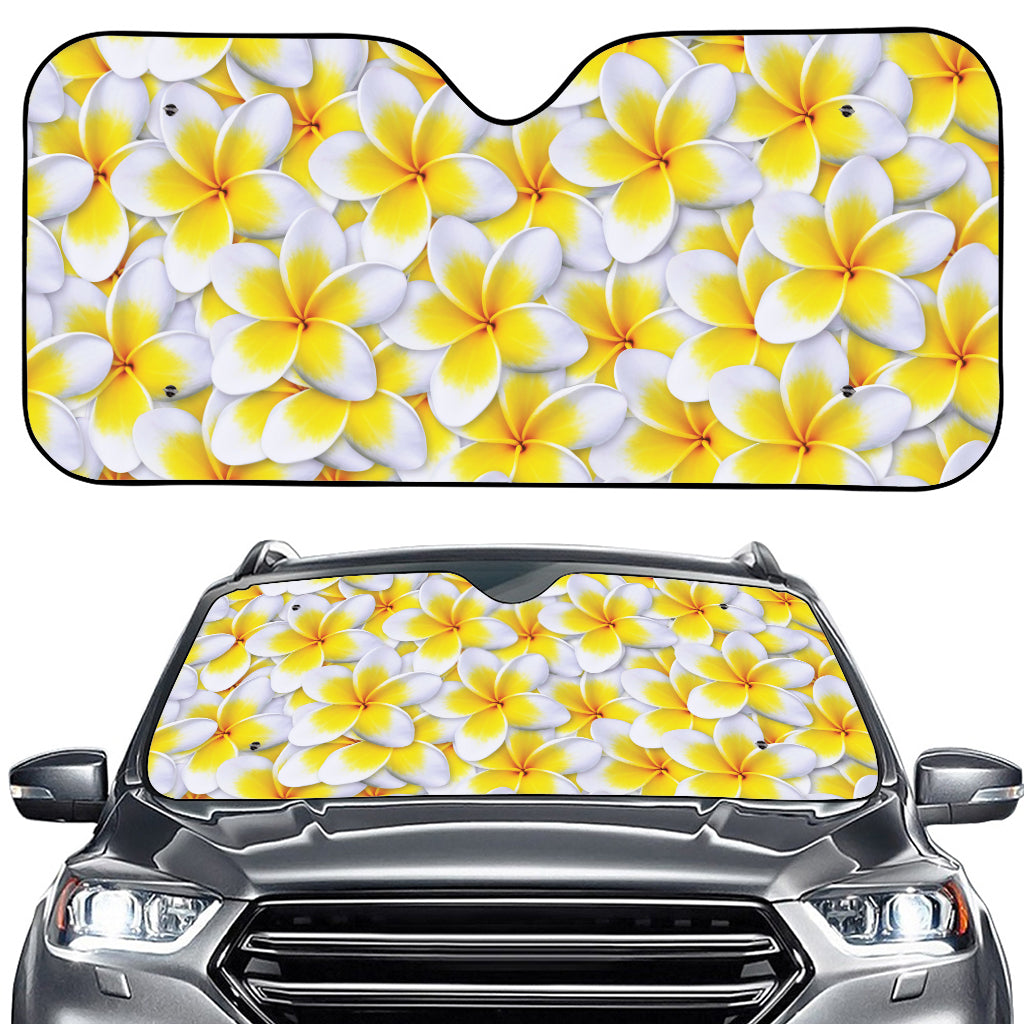 Frangipani Flower Print Car Windshield Sun Shade