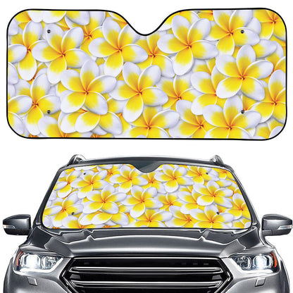 Frangipani Flower Print Car Windshield Sun Shade