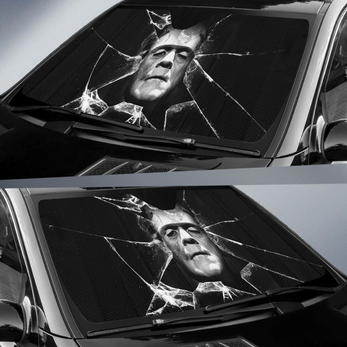 Frankenstein Car Auto Sun Shade Broken Glass Style Universal Fit 174503
