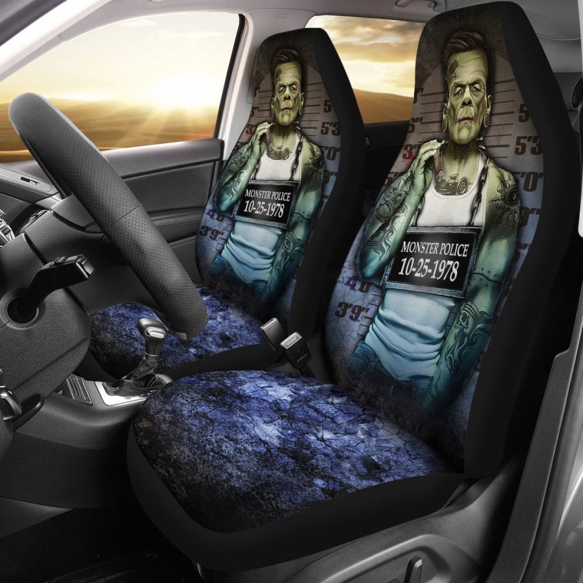 Frankenstein Monster Police Car Seat Covers Lt02 Universal Fit 225721