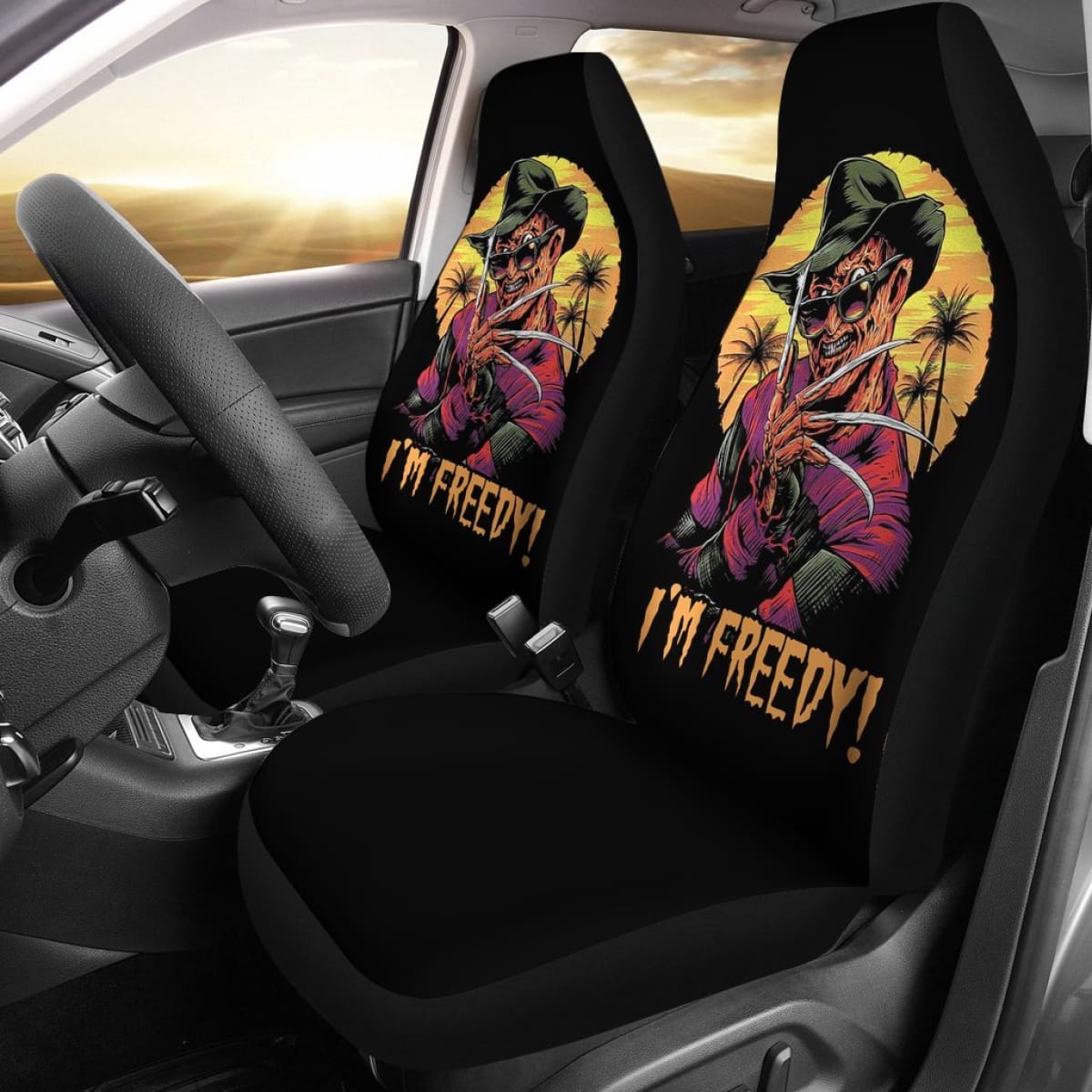 Freddy Krueger I'm Freddy Car Seat Covers Movie Fan Gift Universal Fit 103530