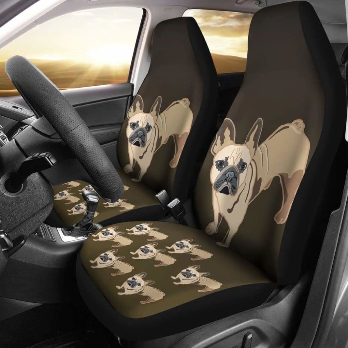 French Bulldog Cartoon Car Seat Cover Universal Fit 052512