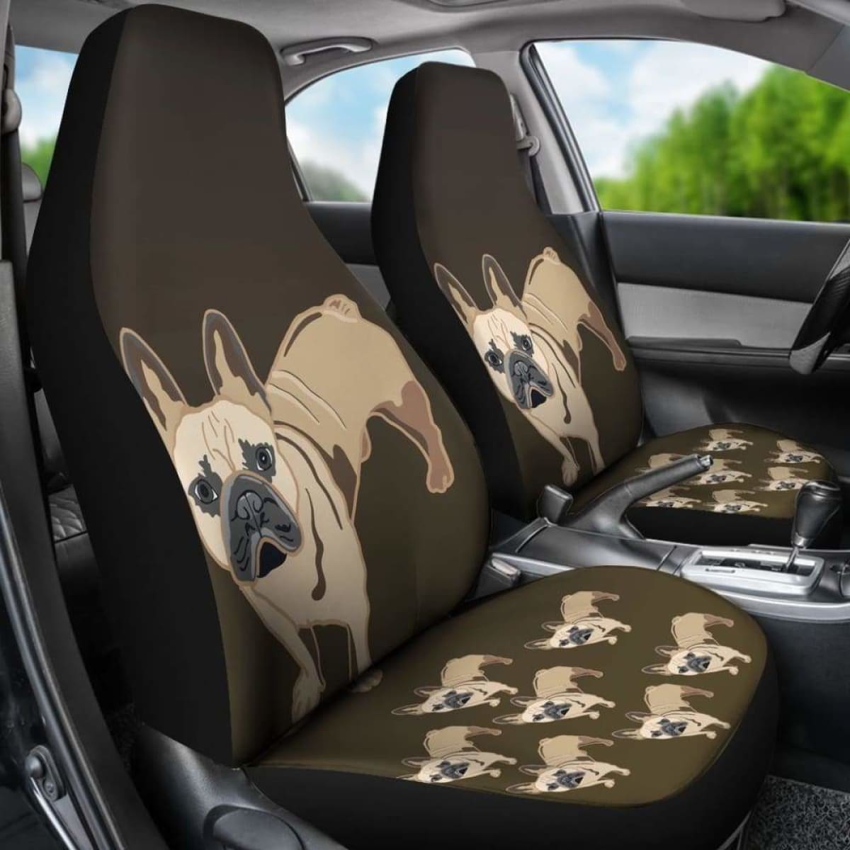 French Bulldog Cartoon Car Seat Cover Universal Fit 052512