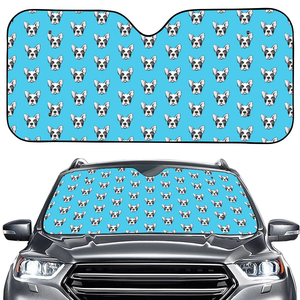 French Bulldog Faces Pattern Print Car Windshield Sun Shade