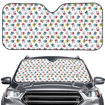 French Bulldog Reading Book Print Car Windshield Sun Shade