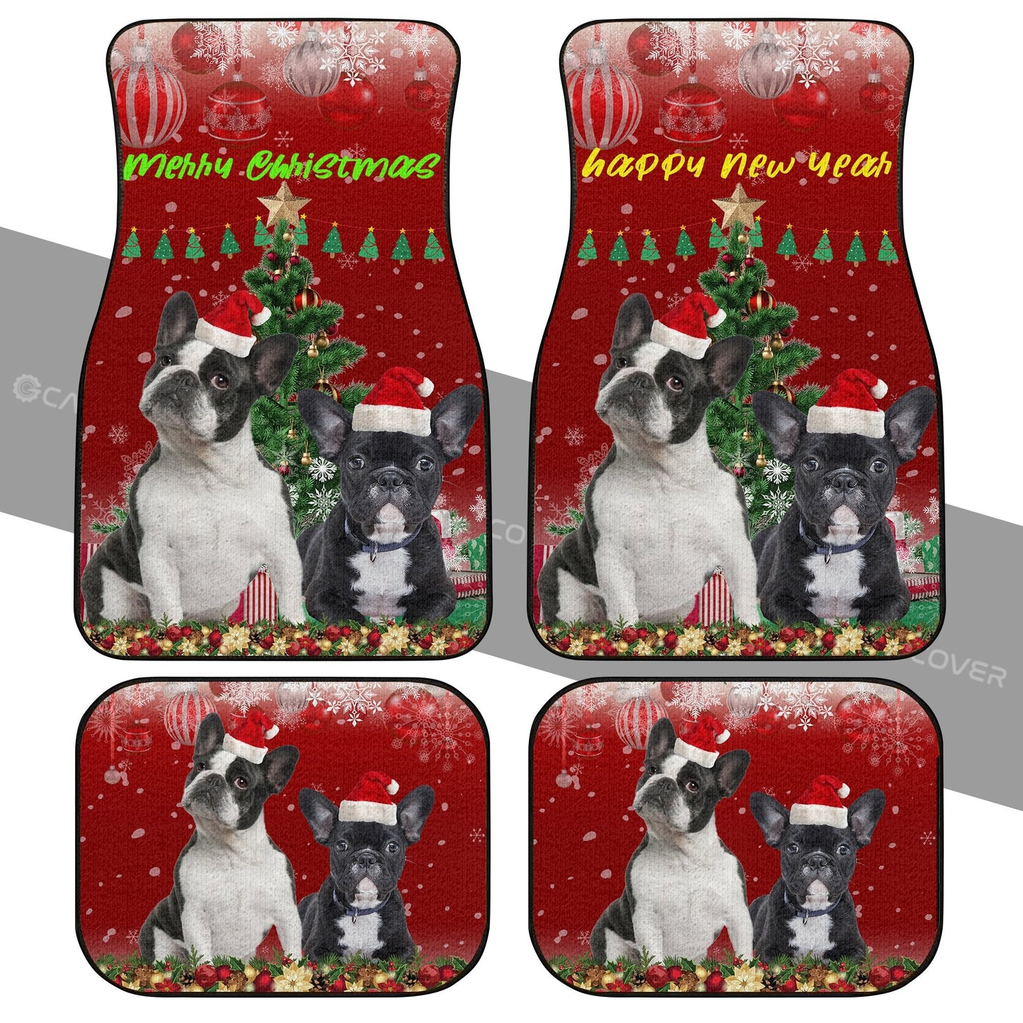 French Bulldogs Christmas Dog Car Floor Mats Custom Car Interior Accessories