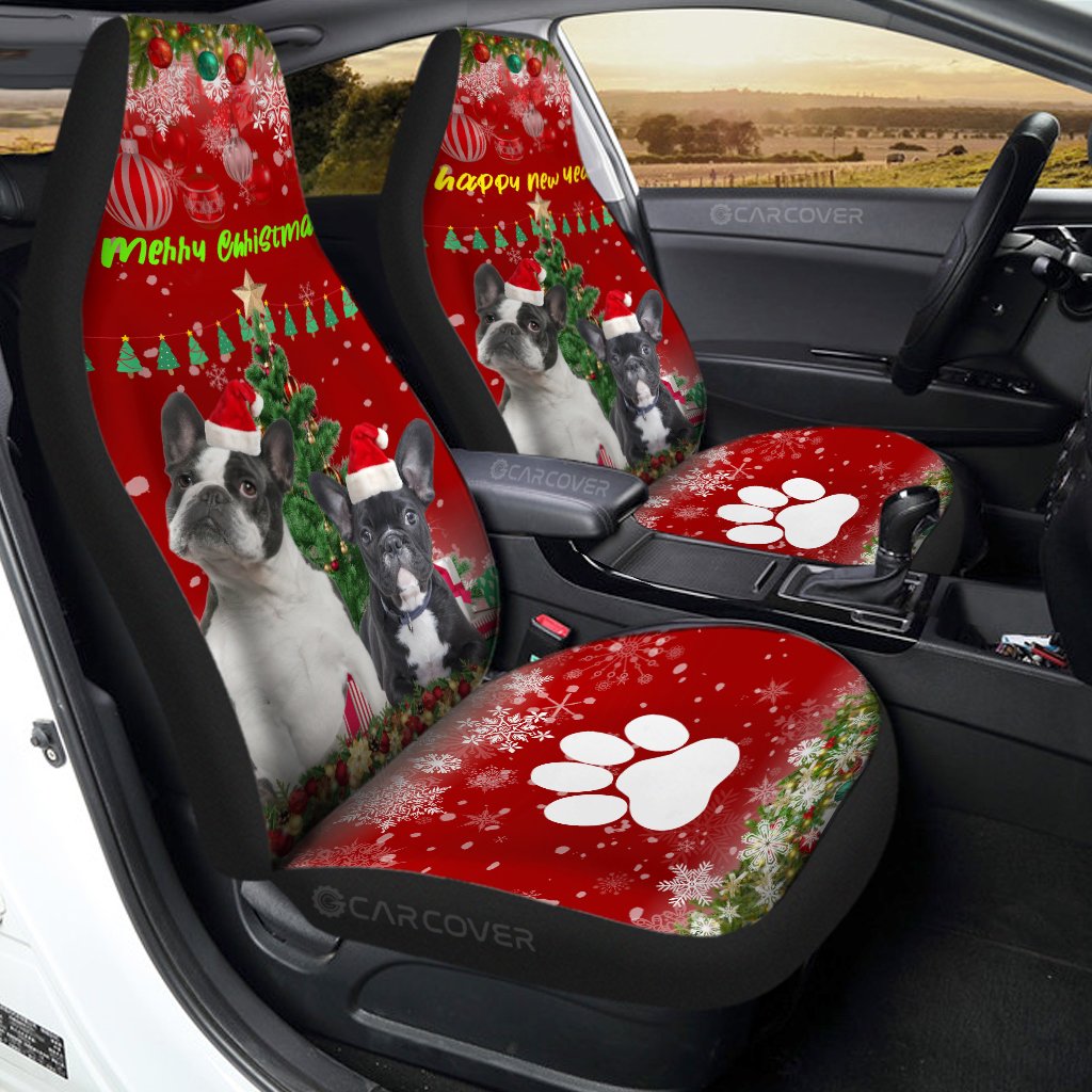 French Bulldogs Christmas Dog Car Seat Covers Custom Car Interior Accessories